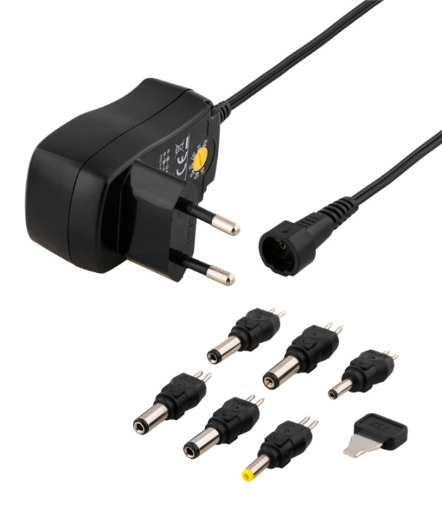 DELTACO switchable power supply 100-240 V, 3-12 V, 600 mAh, 6 tips in the group HOME, HOUSEHOLD & GARDEN / Electricity & Lighting / Power adapters at TP E-commerce Nordic AB (38-93501)
