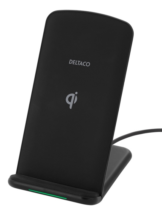 DELTACO wireless fast charger with angled stand, Qi certified, 10 W in the group SMARTPHONE & TABLETS / Chargers & Cables / Wireless Qi chargers at TP E-commerce Nordic AB (38-93507)