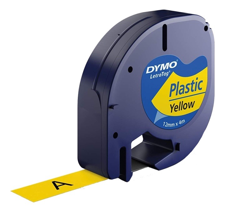 DYMO LetraTAG plasttejp, gul, 12mm, 4m (91222) in the group COMPUTERS & PERIPHERALS / Printers & Accessories / Printers / Label machines & Accessories / Tape at TP E-commerce Nordic AB (38-93516)