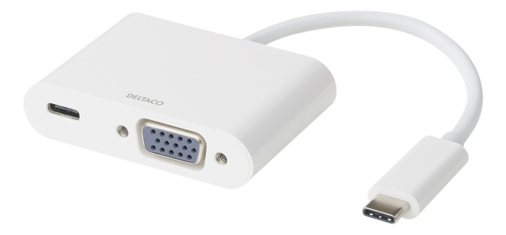 DELTACO USB-C docking station, VGA/USB-C, 60 W USB-C PD, white in the group COMPUTERS & PERIPHERALS / Computer cables / VGA / Adapters at TP E-commerce Nordic AB (38-93663)