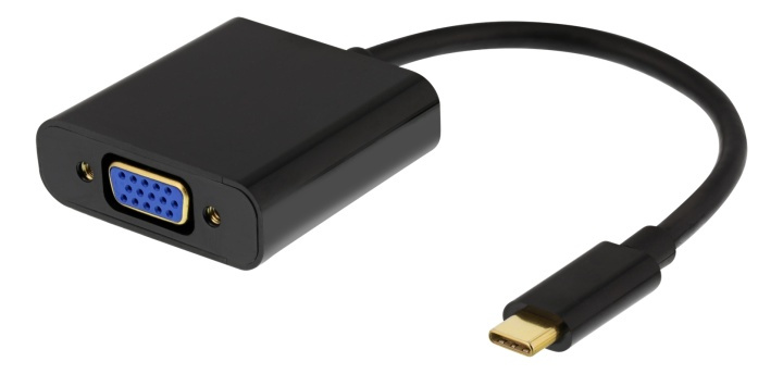 DELTACO USB-C to VGA adapter w. audio, 1080p 60Hz, 0,2m, black in the group COMPUTERS & PERIPHERALS / Computer cables / USB / USB-C at TP E-commerce Nordic AB (38-93665)