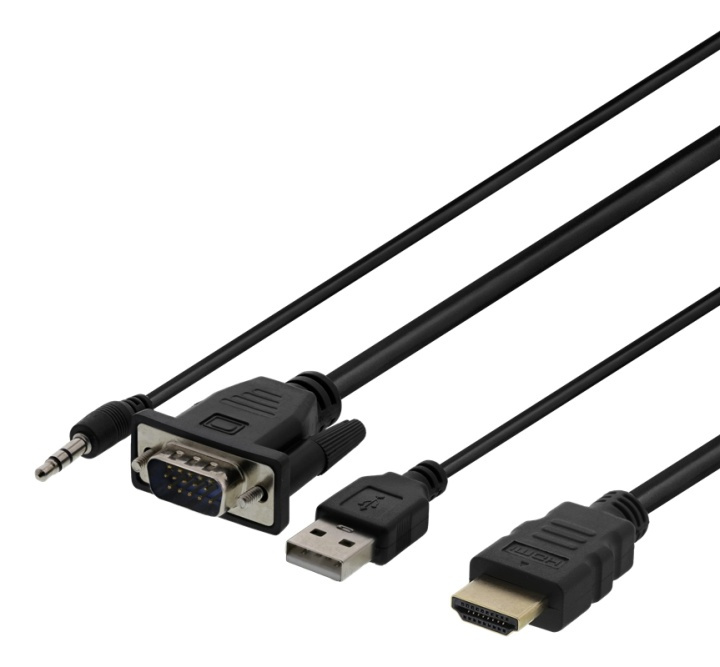 DELTACO VGA & Audio - HDMI cable, USB powered, 1m, black in the group COMPUTERS & PERIPHERALS / Computer cables / VGA / Cables at TP E-commerce Nordic AB (38-93675)