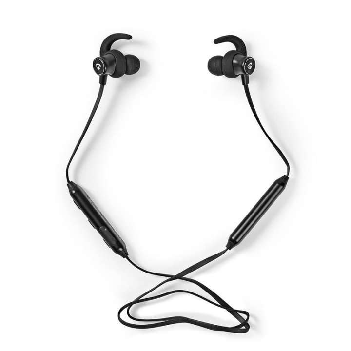Bluetooth® Earphones | Battery play time: 5 hrs | Built-in microphone | Voice control support | Volume control | Ear wings | Black in the group HOME ELECTRONICS / Audio & Picture / Headphones & Accessories / Headphones at TP E-commerce Nordic AB (38-93694)