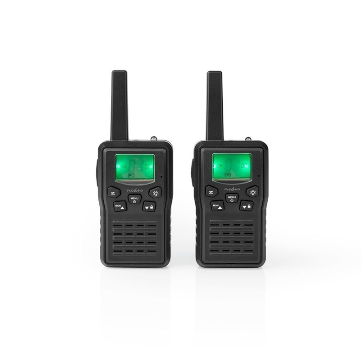 Nedis Walkie-Talkie Set | 2 Handsets | Up to 10 km | Frequency channels: 8 | PTT / VOX | up to 6 Hours | Charging base included | Headphone output | Black in the group Sport, leisure & Hobby / Outdoor recreation / Walkie-talkies at TP E-commerce Nordic AB (38-93740)