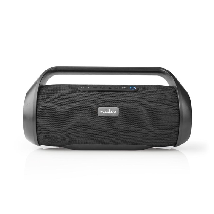 Nedis Bluetooth® Party Boombox | 6 hrs | 2.0 | 132 W | Media playback: AUX / USB | IPX5 | Linkable | Carrying handle | Black in the group HOME ELECTRONICS / Audio & Picture / Speakers & accessories / Bluetooth Speakers / Portable speakers at TP E-commerce Nordic AB (38-93753)