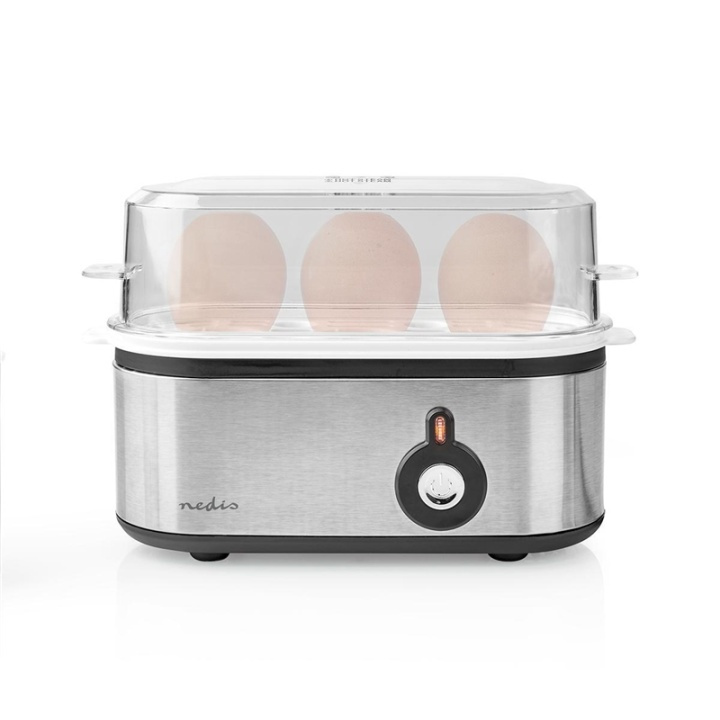 Nedis Egg Boiler | 3 Eggs | Measuring Cup | Aluminium / Black in the group HOME, HOUSEHOLD & GARDEN / Household appliances / Rice & Egg cooker at TP E-commerce Nordic AB (38-93959)