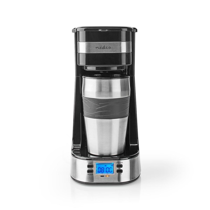 Nedis Coffee Maker | Filter Coffee | 0.4 l | 1 Cups | Switch on timer | Black / Silver in the group HOME, HOUSEHOLD & GARDEN / Household appliances / Coffee makers and accessories / Drip coffee makers at TP E-commerce Nordic AB (38-93962)