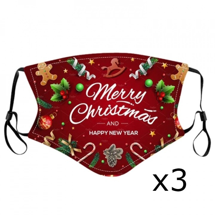 Mouth guard with Christmas motif (Merry X-mas), 3-pack in the group BEAUTY & HEALTH / Health care / Face masks at TP E-commerce Nordic AB (38-94218-PKT)