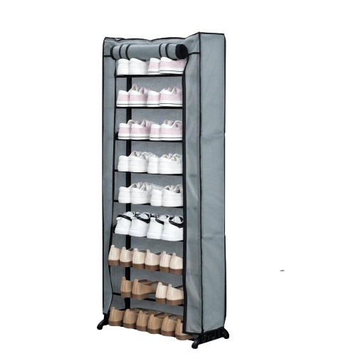 Herzberg HG-8076: 9-layer small shoe rack, gray in the group HOME, HOUSEHOLD & GARDEN / Interior / Strorage at TP E-commerce Nordic AB (38-94358)