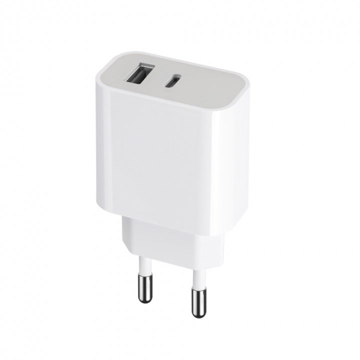 Maxlife MXTC-05 PD QC laddare 1x USB-C 1x USB 20W, vit in the group SMARTPHONE & TABLETS / Chargers & Cables / Wall charger / Wall charger USB-C at TP E-commerce Nordic AB (38-94393)