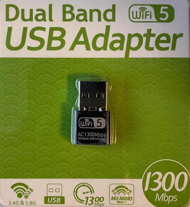 Dual Band USB Adapter - WiFi 5, 1300 Mbps in the group COMPUTERS & PERIPHERALS / Network / Network cards / USB wireless at TP E-commerce Nordic AB (38-94572)