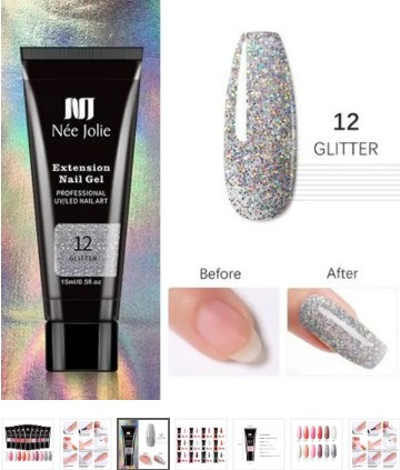 Née Jolie Extension Nail Gel - 12 Glitter in the group BEAUTY & HEALTH / Manicure / Pedicure / Nail polish at TP E-commerce Nordic AB (38-94578)