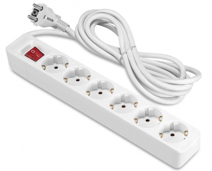Lead 6-way socket grounded with switch in the group HOME, HOUSEHOLD & GARDEN / Electricity & Lighting / Power strips at TP E-commerce Nordic AB (38-94617)