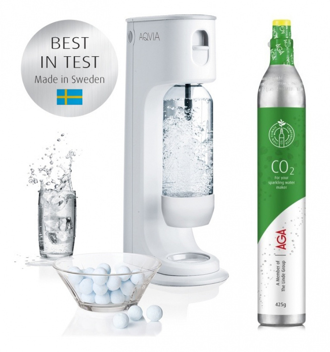 AGA Aqvia Balance (Snow White) incl. AGA Biogon C Carbonation Cartridge 425g, Green in the group HOME, HOUSEHOLD & GARDEN / Household appliances / Water & Juice / Carbonation machines / Carbonation machines at TP E-commerce Nordic AB (38-94722)
