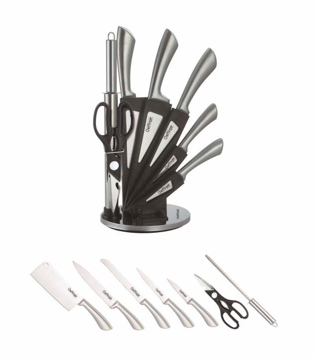 8-piece knife set, rotating knife rack, stainless steel knives in the group HOME, HOUSEHOLD & GARDEN / Kitchen utensils / Kitchen knives & Knife sharpeners at TP E-commerce Nordic AB (38-94745)
