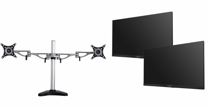 Dual-monitor skrivbordsfäste och två skärmar från Philips Pre-owned, Grade B in the group COMPUTERS & PERIPHERALS / Computer monitor / Monitor arms & mounts at TP E-commerce Nordic AB (38-94852)