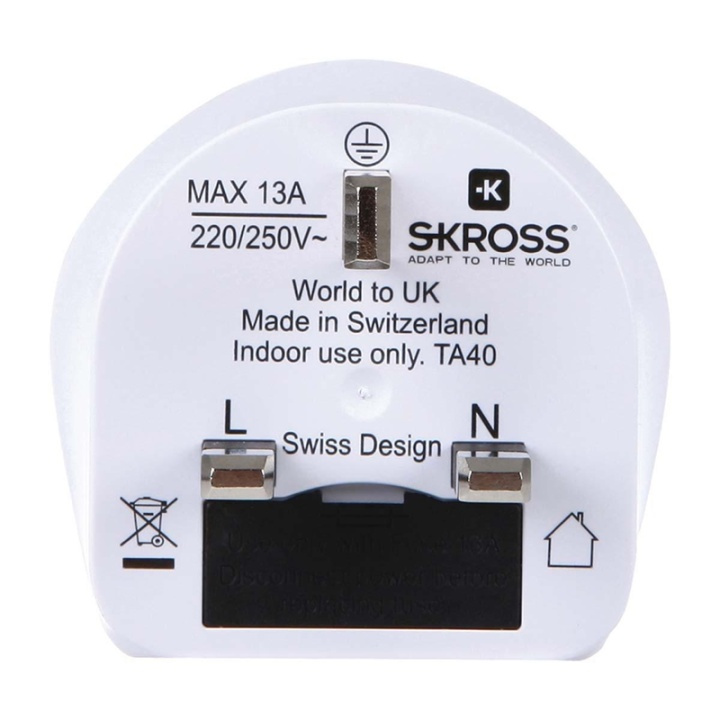 SKROSS Travel Adapter World-to-UK Earthed in the group HOME, HOUSEHOLD & GARDEN / Electricity & Lighting / Travel adapters at TP E-commerce Nordic AB (38-95087)