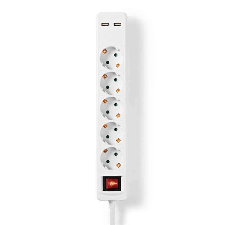 Nedis Extension Socket | Type F (CEE 7/7) | 5-Way | 1.50 m | 3680 W | 16 A | Kind of grounding: Side Contacts | 230 V AC 50/60 Hz | Socket angle: 45 ° | H05VV-F 3G1.5mm² | On/Off switch | White in the group HOME, HOUSEHOLD & GARDEN / Electricity & Lighting / Power strips at TP E-commerce Nordic AB (38-95091)