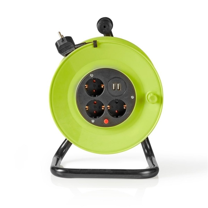 Nedis Cable Reel | Plug with earth contact | 25.0 m | 3000 W | 16 A | Kind of grounding: Side Contacts | 230 V AC 50/60 Hz | Socket angle: 90 ° | H05VV-F 3G1.5mm² | Fuse: Yes | Black / Green in the group HOME, HOUSEHOLD & GARDEN / Electricity & Lighting / Extension Cord Reels at TP E-commerce Nordic AB (38-95095)