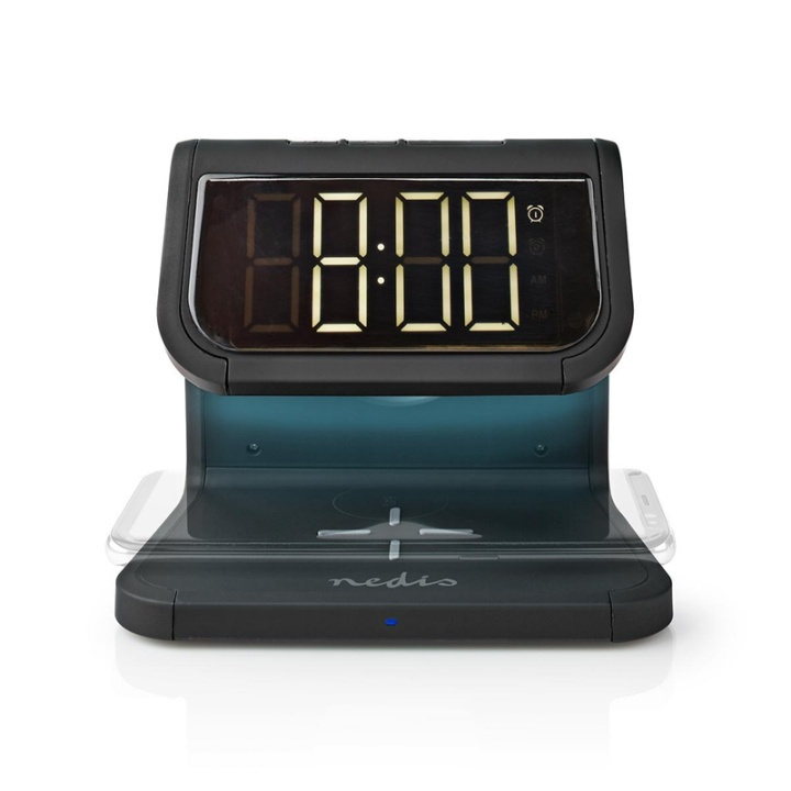 Nedis Alarm clock with wireless charging | 5 / 7.5 / 10 W | 1.0 / 1.1 A | USB-A | Night Light | 2 Alarm Times | Snooze function in the group HOME, HOUSEHOLD & GARDEN / Watches & Counters / Alarmclocks at TP E-commerce Nordic AB (38-95106)