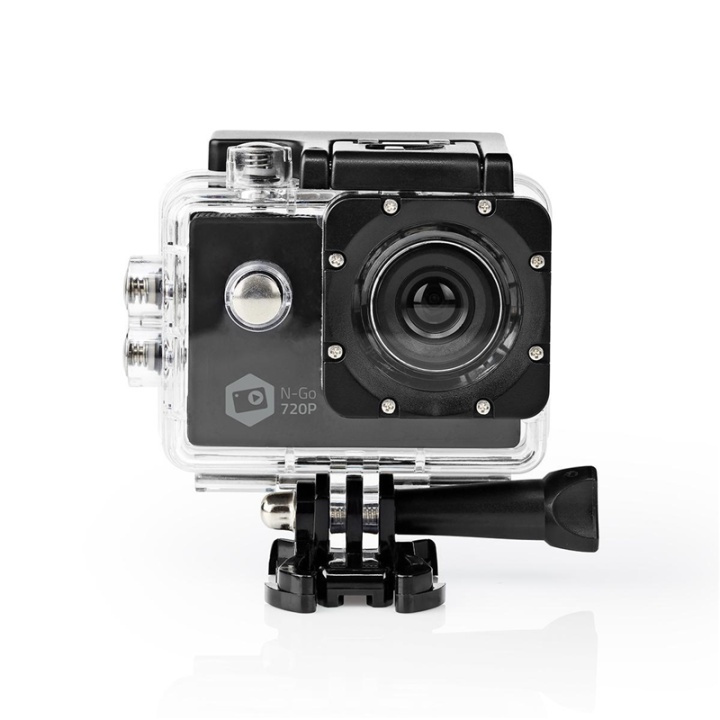 Nedis Action Cam | Single Screen | 720p@30fps | 5 MPixel | Waterproof up to: 30.0 m | 90 min | Wi-Fi | App available for: Android™ / IOS | Mounts included | Black in the group Sport, leisure & Hobby / Action cameras & Accessories / Action cameras at TP E-commerce Nordic AB (38-95189)