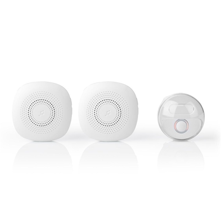 Nedis Wireless Doorbell Set | Mains Powered | 220 - 240 V AC 50 Hz | 1x CR2032 | Volume: 80 dB | Signal range: 300 m | IP44 | Adjustable volume | 36 Melodies | 2 Receivers | White in the group HOME, HOUSEHOLD & GARDEN / Alarm & Security / Doorbells at TP E-commerce Nordic AB (38-95204)