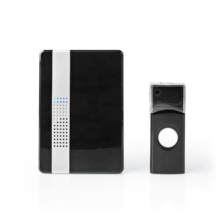 Nedis Wireless Doorbell Set | Mains Powered | 220 - 240 V AC 50 Hz | 1x CR2032 | Volume: 80 dB | Signal range: 300 m | IP44 | Adjustable volume | 36 Melodies | 1 Receiver | Black in the group HOME, HOUSEHOLD & GARDEN / Alarm & Security / Doorbells at TP E-commerce Nordic AB (38-95205)