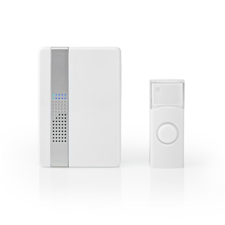 Nedis Wireless Doorbell Set | Mains Powered | 220 - 240 V AC 50 Hz | 1x CR2032 | Volume: 80 dB | Signal range: 300 m | IP44 | Adjustable volume | 36 Melodies | 1 Receiver | White in the group HOME, HOUSEHOLD & GARDEN / Alarm & Security / Doorbells at TP E-commerce Nordic AB (38-95206)