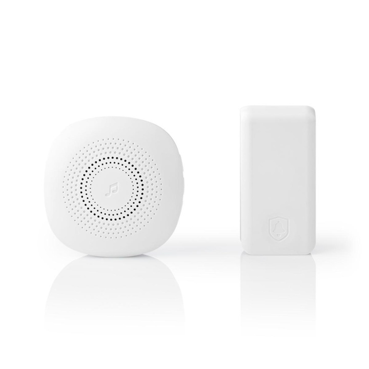 Nedis Wireless Doorbell Set | Mains Powered | 220 - 240 V AC 50 Hz | 1x CR2032 | Volume: 80 dB | Signal range: 100 m | Adjustable volume | 36 Melodies | 1 Receiver | White in the group HOME, HOUSEHOLD & GARDEN / Alarm & Security / Doorbells at TP E-commerce Nordic AB (38-95208)