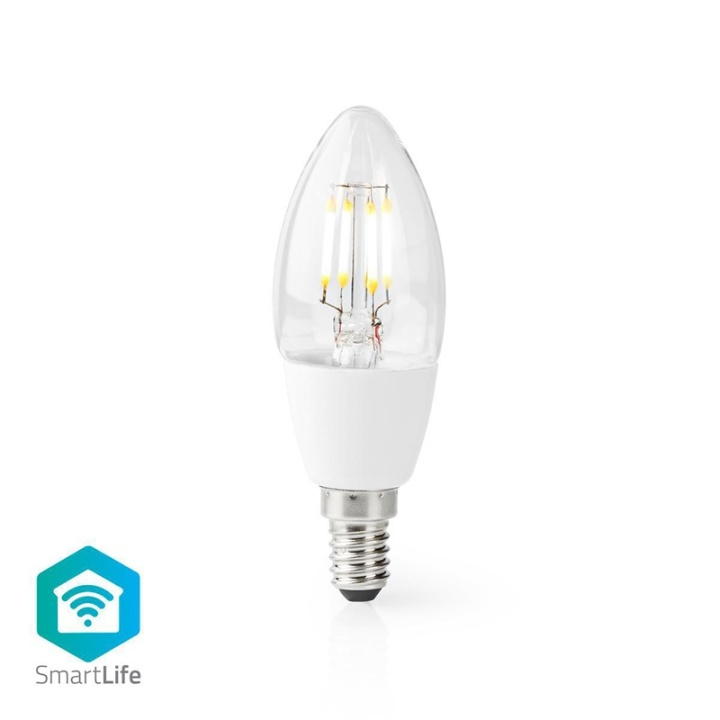 Nedis SmartLife LED Filament Bulb | Wi-Fi | E14 | 400 lm | 5 W | Warm White | 2700 K | Glass | Android™ / IOS | Candle | 1 pcs in the group HOME, HOUSEHOLD & GARDEN / Smart home / Smart Lights at TP E-commerce Nordic AB (38-95304)