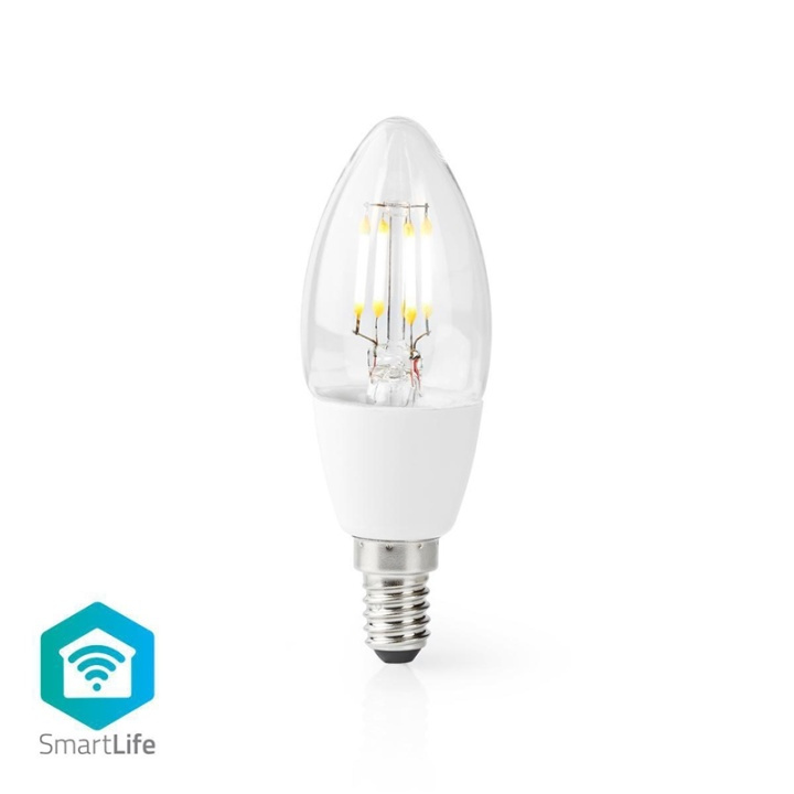 Nedis SmartLife LED Filament Bulb | Wi-Fi | E14 | 400 lm | 5 W | Warm White | 2700 K | Glass | Android™ / IOS | Candle | 1 pcs in the group HOME, HOUSEHOLD & GARDEN / Smart home / Smart Lights at TP E-commerce Nordic AB (38-95304)