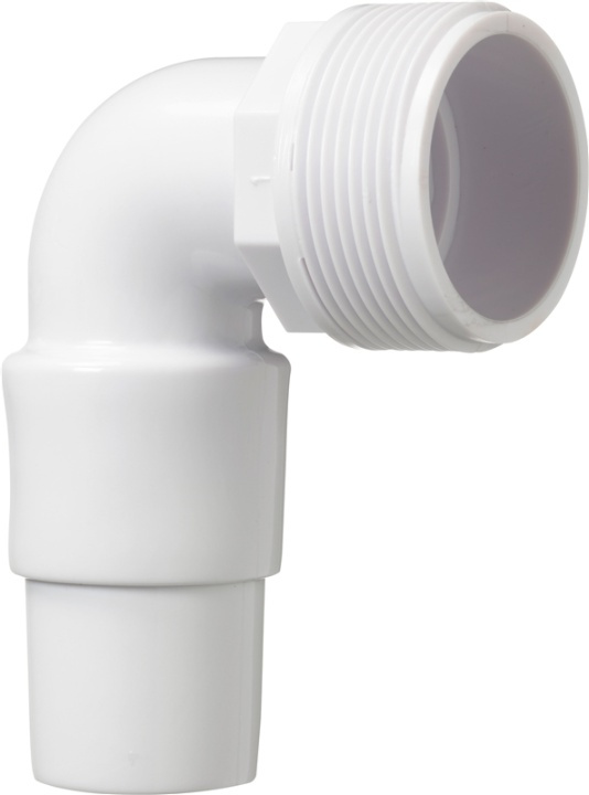 Curved hose nozzle in white plastic, 1 1/2