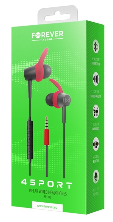Forever 4Sport (SP-100) - Wired In-Ear Sports Headphones, Red in the group HOME ELECTRONICS / Audio & Picture / Headphones & Accessories / Headphones at TP E-commerce Nordic AB (38-95614)