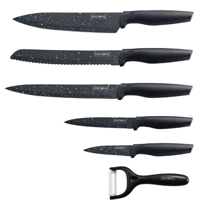 Royalty Line RL-MB5 Knivset i 5 delar och skalare, Svart in the group HOME, HOUSEHOLD & GARDEN / Kitchen utensils / Kitchen knives & Knife sharpeners at TP E-commerce Nordic AB (38-96054)