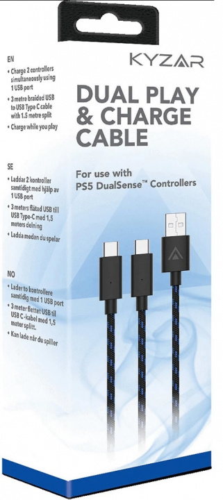 Kyzar Laddkabel för 2st DualSense-kontroller in the group HOME ELECTRONICS / Game consoles & Accessories / Sony PlayStation 5 / Accessories at TP E-commerce Nordic AB (38-96571)