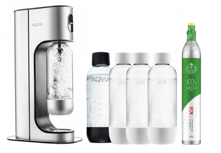 AGA Aqvia Exclusive Steel Black incl. 5 bottles & carbonation cartridge in the group HOME, HOUSEHOLD & GARDEN / Household appliances / Water & Juice / Carbonation machines / Carbonation machines at TP E-commerce Nordic AB (38-96832PKT)