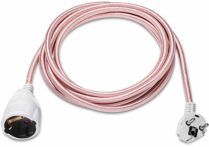 Limited Label Grounded extension cable in textile, 3 meters, Pink/Coral in the group HOME, HOUSEHOLD & GARDEN / Electricity & Lighting / Extension cables at TP E-commerce Nordic AB (38-97176)