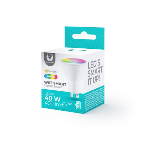 Forever Light Smart LED Bulb with WiFi GU10 5.5W, 400lm, RGB in the group HOME ELECTRONICS / Lighting / LED lamps at TP E-commerce Nordic AB (38-97200)