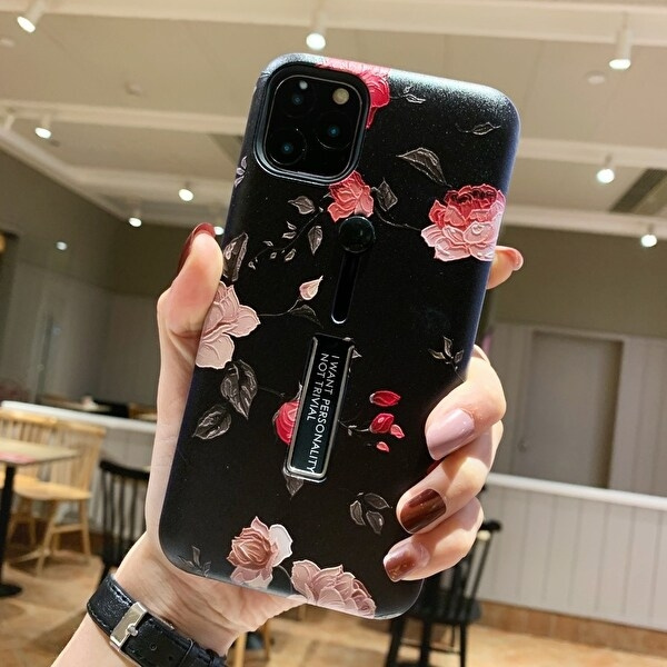 Fashioncase med fingerhållare - iPhone 11 Pro, Flowers in the group SMARTPHONE & TABLETS / Phone cases / Apple / iPhone 11 Pro / Cases at TP E-commerce Nordic AB (38-97542)
