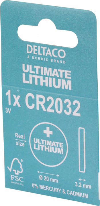 Ultimate Lithium CR2032-knappcellsbatteri, 3V, 1-pack in the group HOME ELECTRONICS / Batteries & Chargers / Batteries / Button cell at TP E-commerce Nordic AB (38-97659)