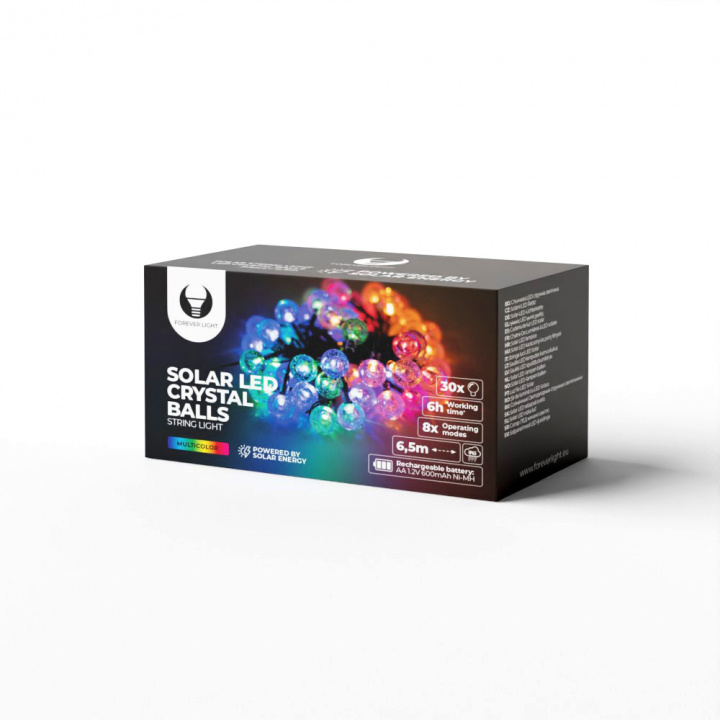LED Solar Charging Loop 6,5m 30 light balls, Multicolor in the group HOME ELECTRONICS / Lighting / LED strips at TP E-commerce Nordic AB (38-98126)