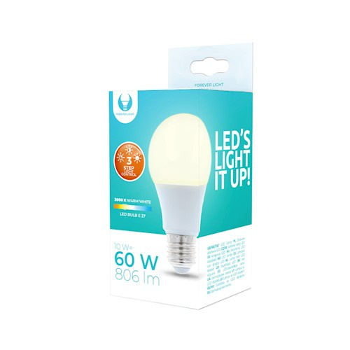 LED lamp E27 10W 230V 3000K 806lm 3-step Dimmer, Warm white in the group HOME ELECTRONICS / Lighting / LED lamps at TP E-commerce Nordic AB (38-98149)