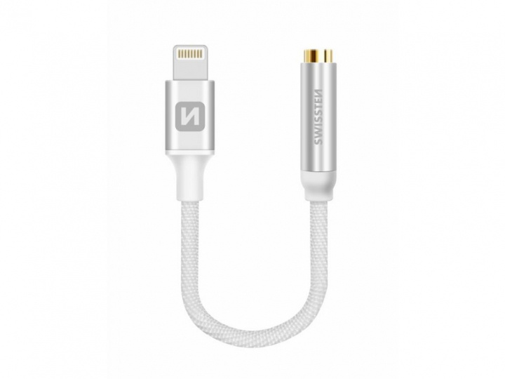 <h2>Swissten Textile Covered Lightning to 3.5mm Adapter, 15cm, White</h2><p>Do you have a pair of favorite headphones with 3.5mm connection that don\'t fit your phone and you refuse to get rid of them? Then you need this adapter from Swissten. With this 15 in the group SMARTPHONE & TABLETS / Chargers & Cables / Adapters at TP E-commerce Nordic AB (38-98166)