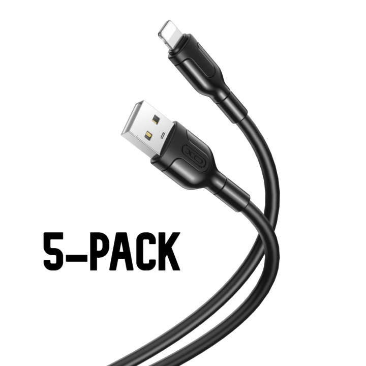 Xo NB212 - USB to Lightning Cable, Fast Charging (2.1A), 1m, 5-Pack in the group SMARTPHONE & TABLETS / Chargers & Cables / Cables / Cables Lightning at TP E-commerce Nordic AB (38-98174PKT)