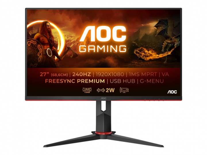 AOC C27G2ZU/BK Curved WLED-Skärm för Gaming 27\'\' in the group COMPUTERS & PERIPHERALS / Computer monitor / Computer monitors at TP E-commerce Nordic AB (38-98254)