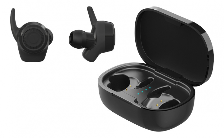 Streetz Sport TWS stay-in-ear, dual earbuds, laddningsfodral, svart in the group HOME ELECTRONICS / Audio & Picture / Headphones & Accessories / Headphones at TP E-commerce Nordic AB (38-98486)