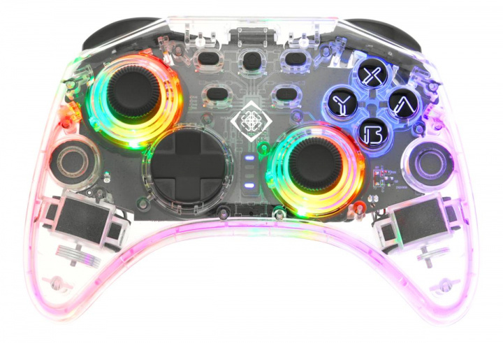 DELTACO Nintendo Switch Controller, transparent, RGB, macro buttons in the group HOME ELECTRONICS / Game consoles & Accessories / Nintendo Switch / Accessories at TP E-commerce Nordic AB (38-98570)