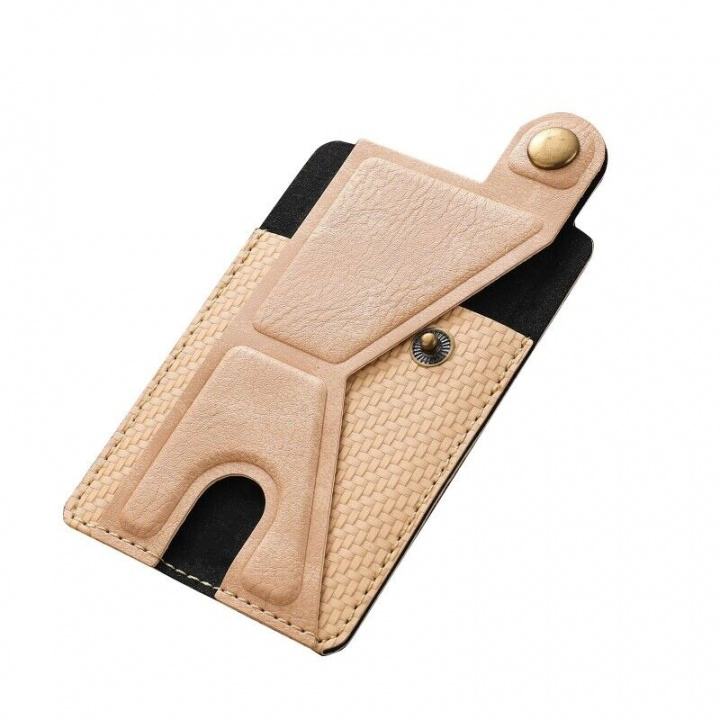 PU leather card holder with stand, Beige in the group SMARTPHONE & TABLETS / Other accessories / Other at TP E-commerce Nordic AB (38-98912)