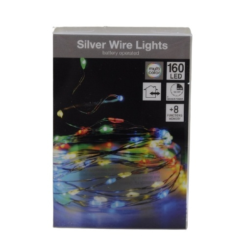 Silver Wire 160 LED string lights, RGB, 8m in the group HOME ELECTRONICS / Lighting / LED strips at TP E-commerce Nordic AB (38-99243)