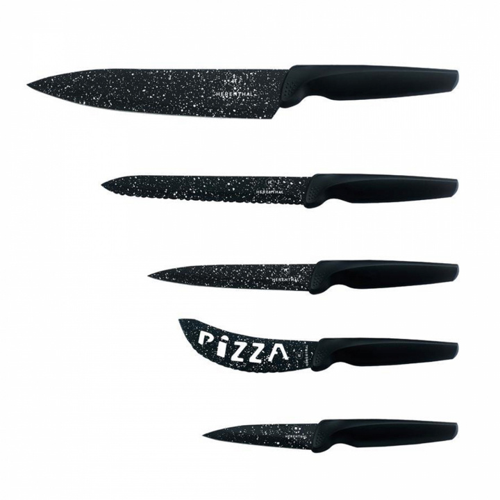 Herenthal Knivset i 6 delar och skalare, Svart in the group HOME, HOUSEHOLD & GARDEN / Kitchen utensils / Kitchen knives & Knife sharpeners at TP E-commerce Nordic AB (38-99300)